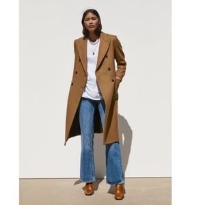 Zara Camel Wool-Style Double Breasted Coat